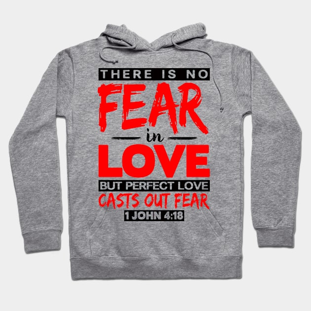 1 John 4:18 Perfect Love Casts Out Fear Hoodie by Plushism